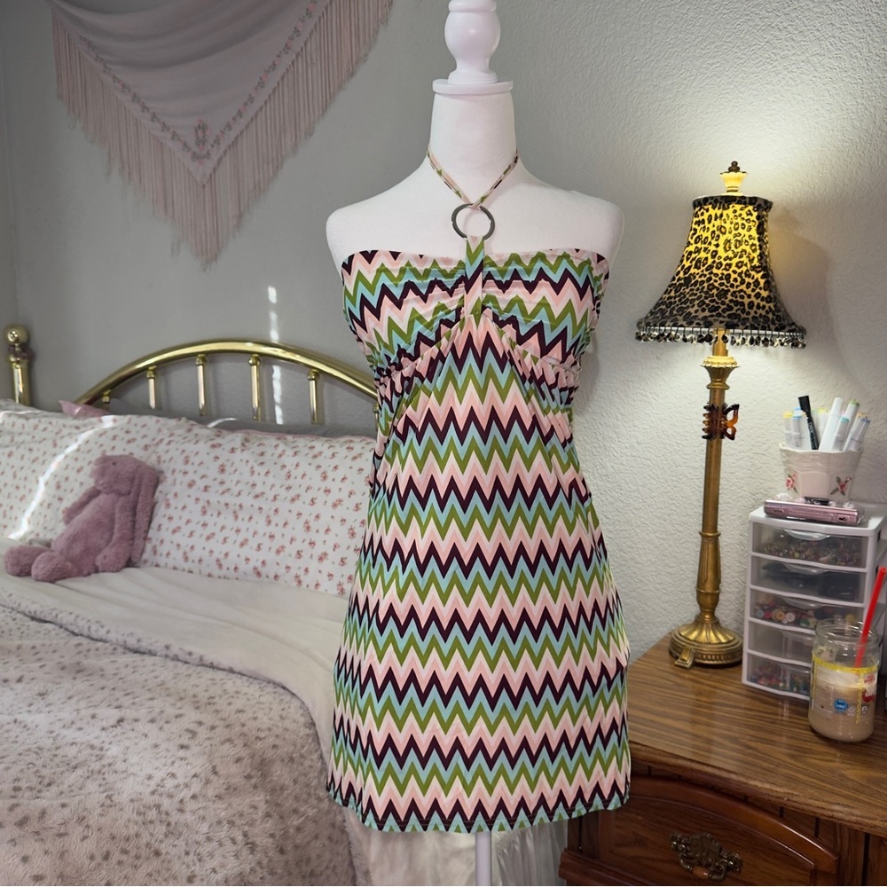 Y2K Pattern Halter Dress - Picture 4 of 10
